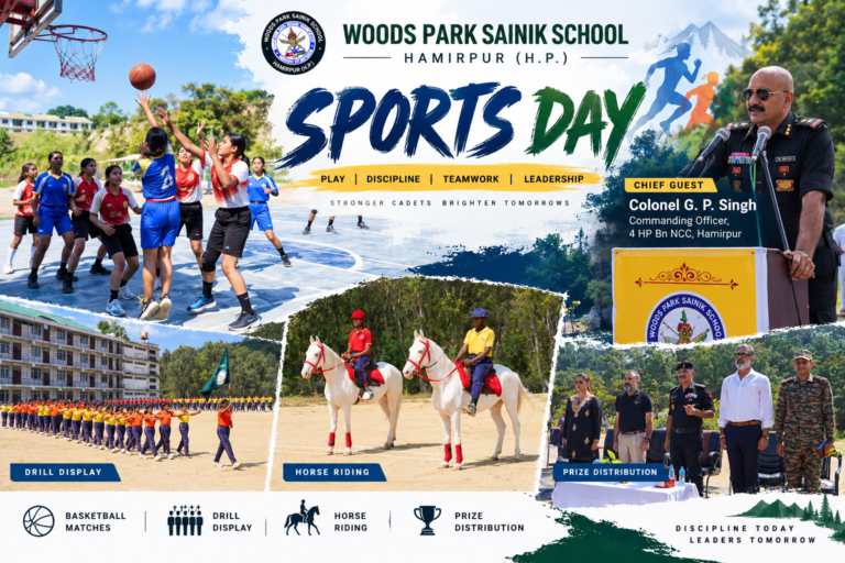 Woods Park Sainik School Sports Day Poster